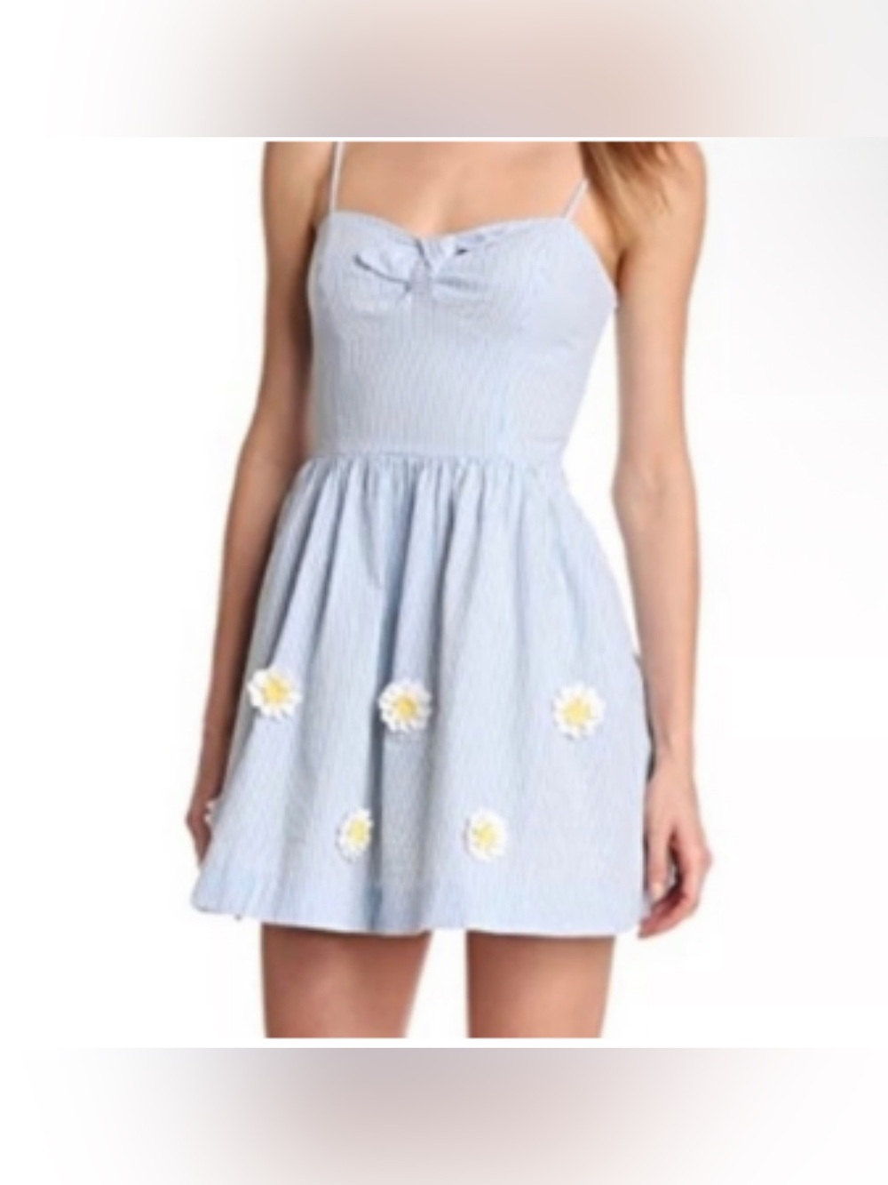 Lilly Pulitzer Blue and White Seersucker  Sundress with Flower Bow Detail